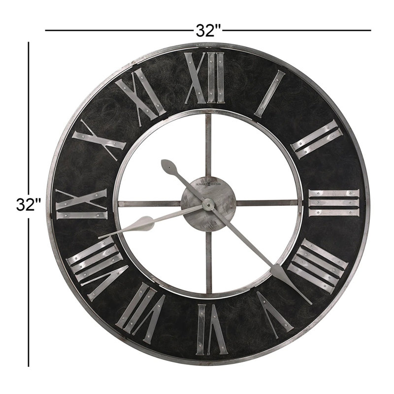 Dearborn Oversized Wall Clock, Machined Steel Frame with Distressed Grind Marks