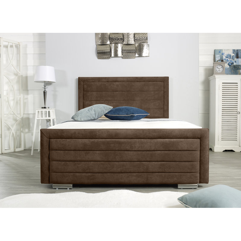 Frazee Upholstered Bed Frame, Double (4'6), Brown