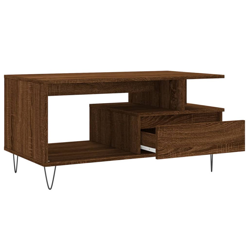Coffee Table 35.4"X19.3"X17.7" Engineered Wood, Brown Oak