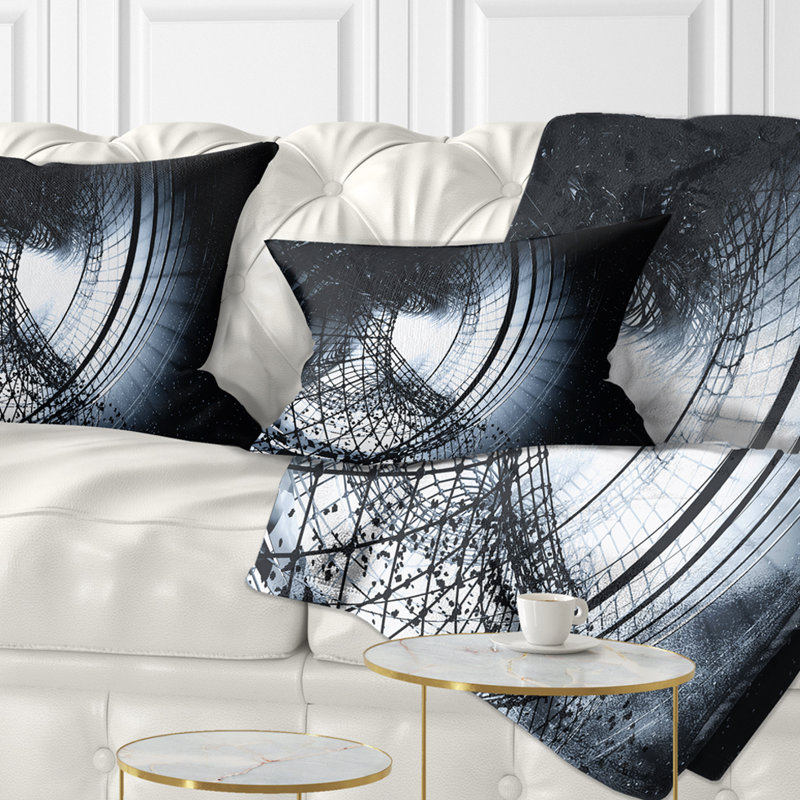 Art abstrait 3D en spirale noire - coussin imprimé abstrait, Rectangulaire, 12 po x 20 po