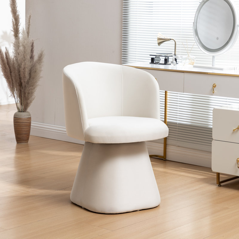 Dantzler Velvet Swivel Upholstered Dining Chair, Beige, 1