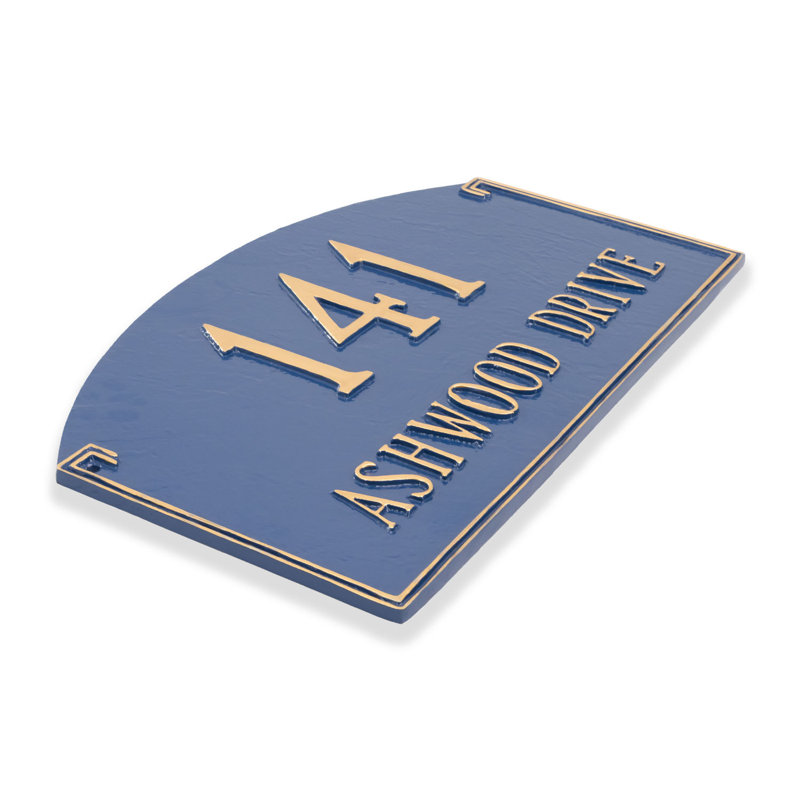 Georgetown 2-Line Wall Address Plaque, Hunter Green / Gold