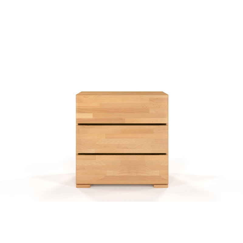 Marchell Solid Wood 80cm W 3 - Drawer Chest of Drawers, Natural