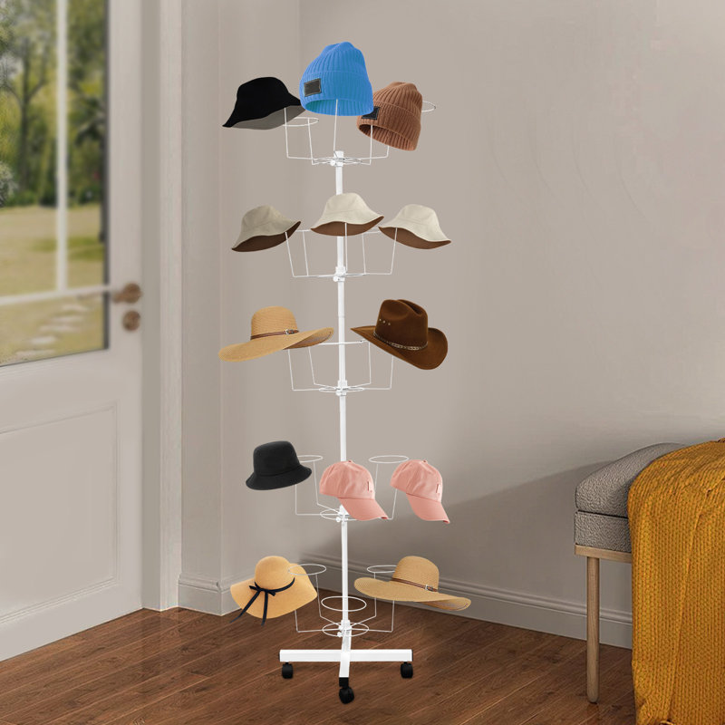 5-Tier Freestanding Hats Display Rack, White