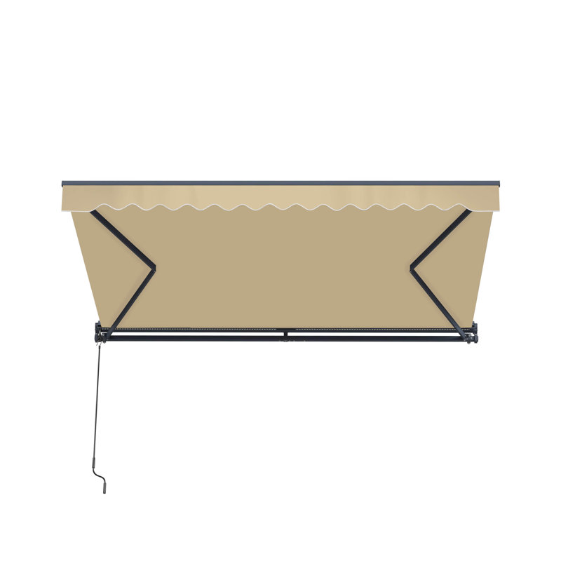 Semi-Cassette Patio Awning with LED Lights - Moroccan Collection , 12' W x 10' D, Desert Sand