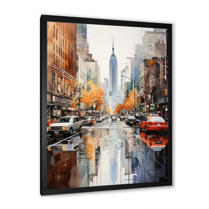 Collage sur toile Mauree New York, H 32 po x l 24 po x P 1 po, Cadre photo noir