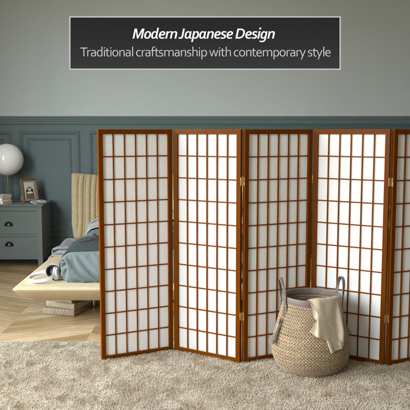 Écran court Shoji 50,75 "Alex, 8 panneaux, Noyer