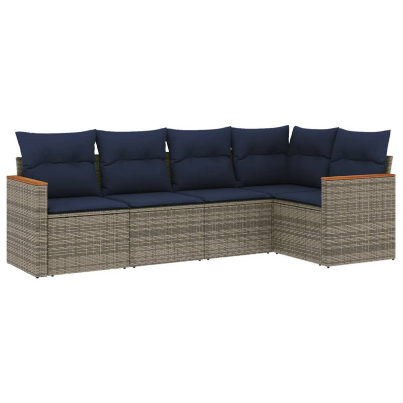 Ensemble de canapé de patio 6 pièces avec coussins en rotin de polyester noir