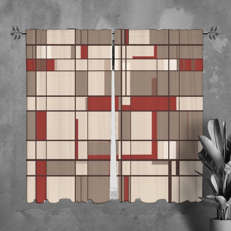 Rideaux de fenêtre Mondrian, H 82 po x l 20 po