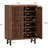 24 Pair Walnut Shoe Storage Cabinet with Louvered Doors-2014249812