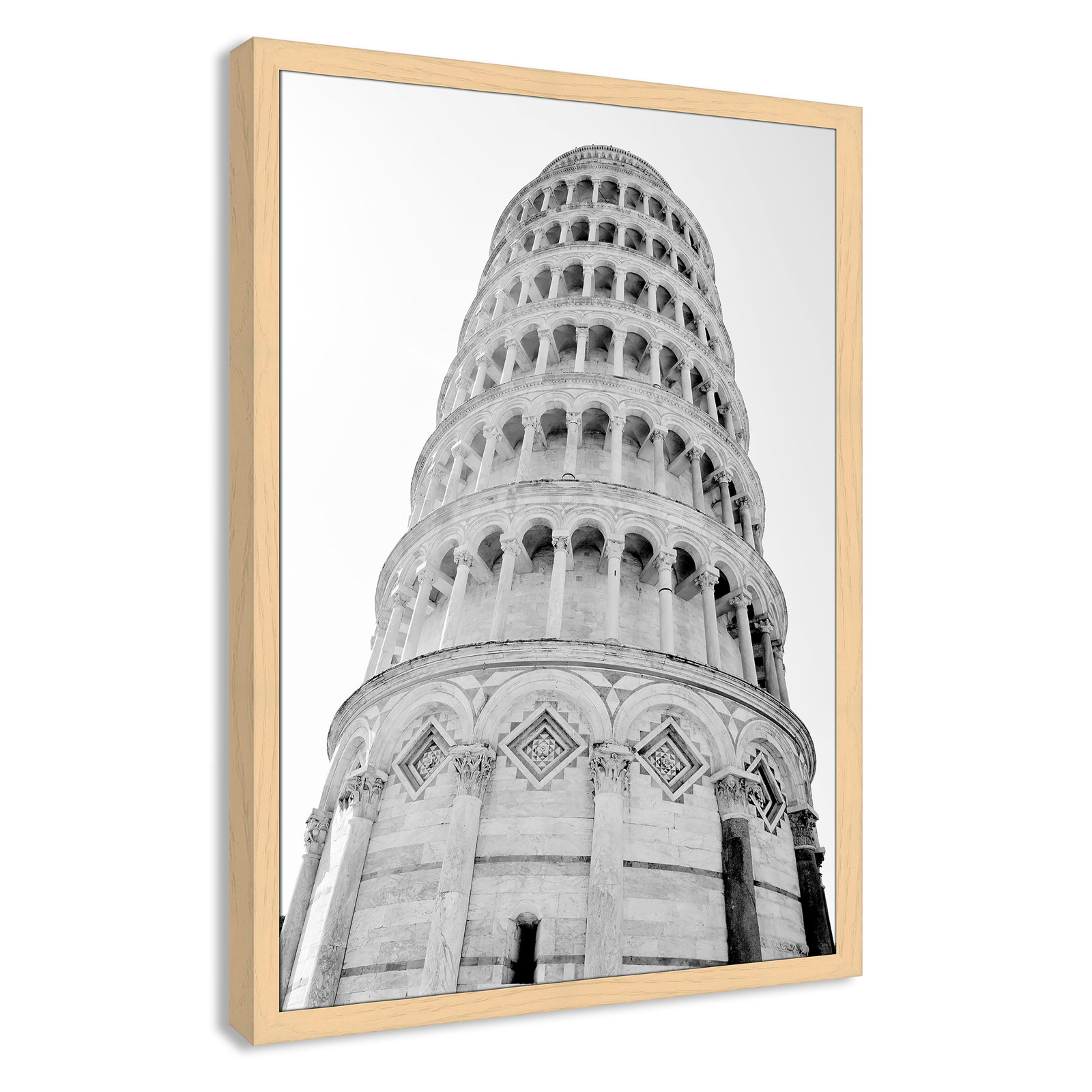 Iconic City Collection "Pisa" Print by Natalie Carpentieri, Natural Single Picture Frame, No, 49" H x 35" W x 1.25" D