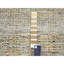 Tapis de couloir 100% laine 2 pi 7 po x 8 pi 2 po blanc neige avec motif jaune doré, noué à la main, oxydé et patiné avec des chaînes exposées