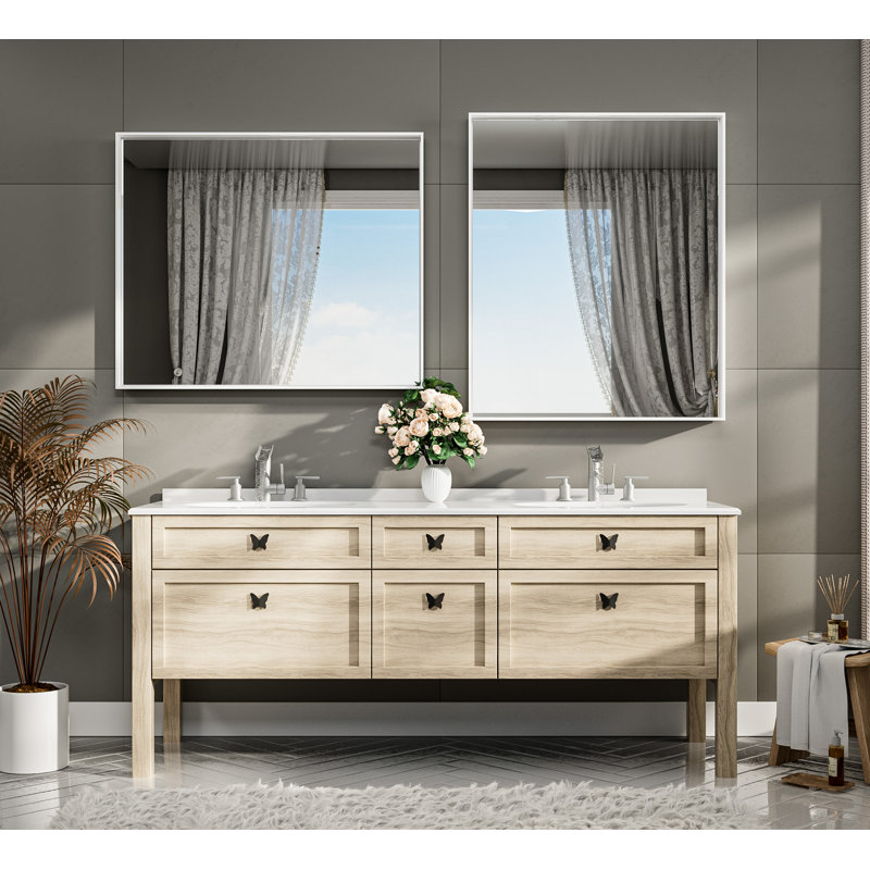 Stemn Framed Bathroom Vanity Mirror Accent Mirror, White, 36" x 30"