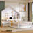 Twin Size House Bed with Window and Bedside Drawers, Platform Bed with Shelves and a set of Sockets and USB Port-539415798-539415799-562307241