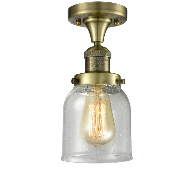 Norberto Glass Semi Flush Mount, Antique Brass