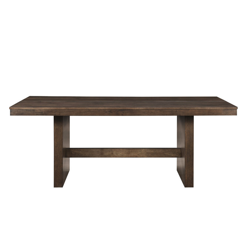 Ony Dining Table, 79 Inch Rectangular Top, Dark Walnut Brown Wood