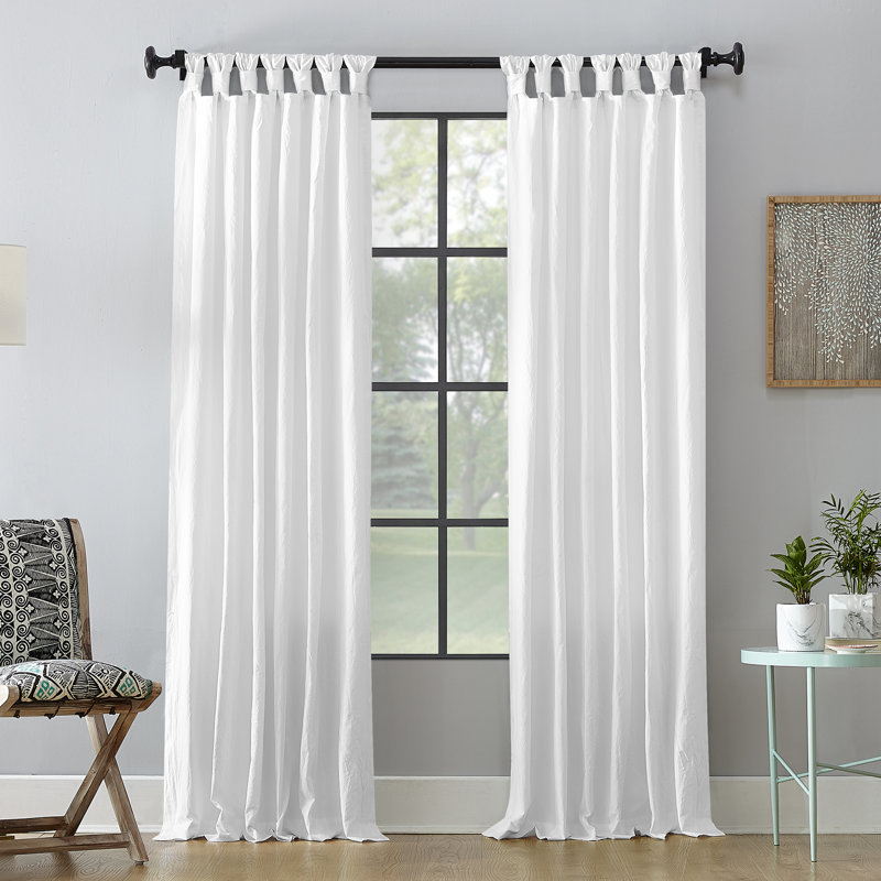 Archaeo Sarro Washed Cotton Semi-Sheer Tab Top Curtain Panel, 52" W x 84" L, Mustard