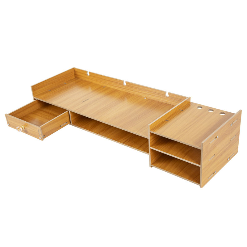 Computer Desktop Monitor Stand Riser Laptop Display Riser Storage Drawer, Manufactured Wood Monitor Stand