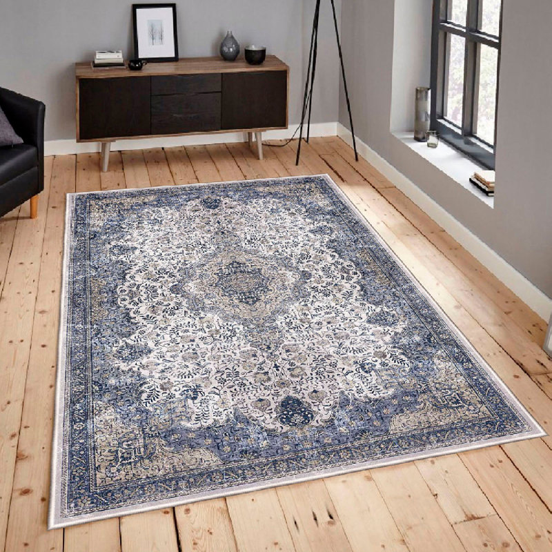 Warenne Luxury Cotton Area Rug, 2.6 x 4.0 ft, Cream & Grey Beige | 100% Cotton, 1200 g/m², 0.4 in Pile Height, Antibacterial, Non-Slip PVC Underside | Machine Washable, Perfect for Living Room & Bedroom Decor