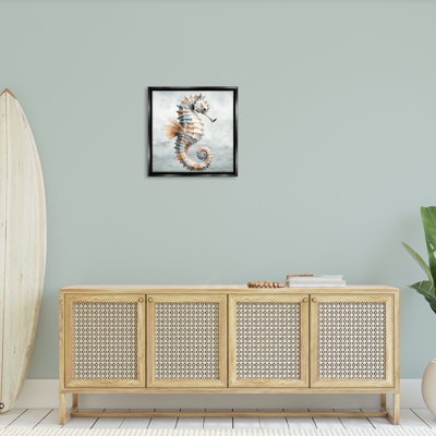 " Detailed Ocean Seahorse Floater Frame " by Nicole Decamp