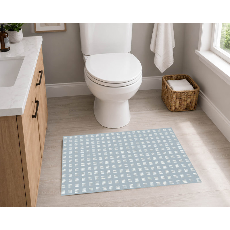 Tapis de toilette rectangulaire antidérapant et absorbant Dash, 34" W x 21" L, Slate Blue/Blue