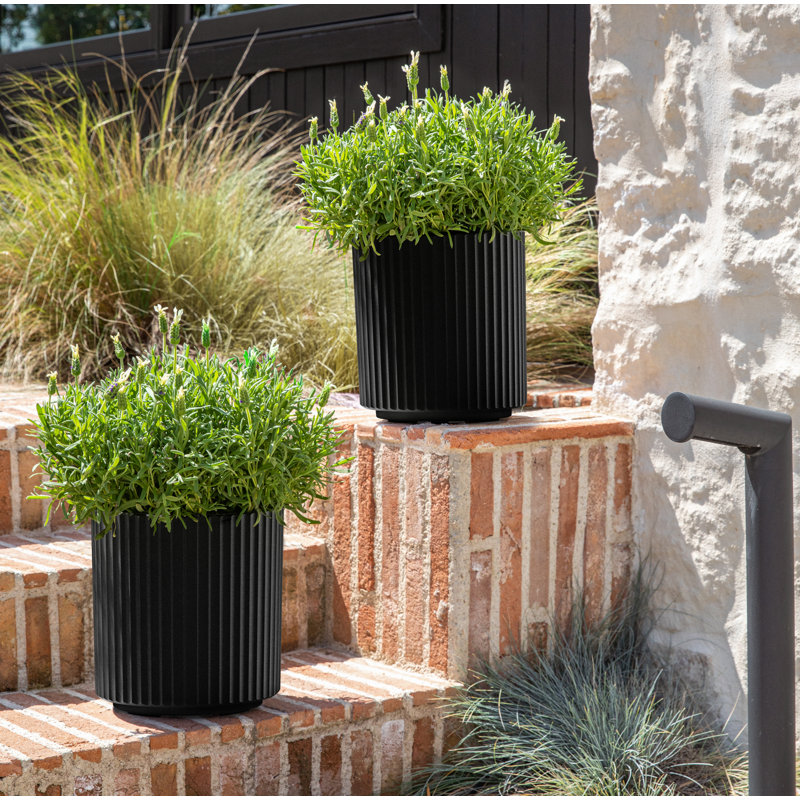 Pot à fleurs rond Demi Series, Noir, 2, H 11,5 po x l 10,5 po x P 10,5 po