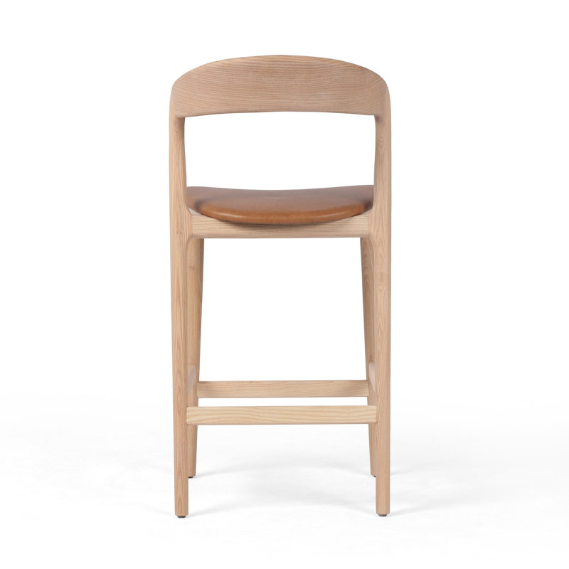 Amare Counter & Bar Stool, Counter Stool (26" Seat Height), Butterscotch Genuine Leather/Natural