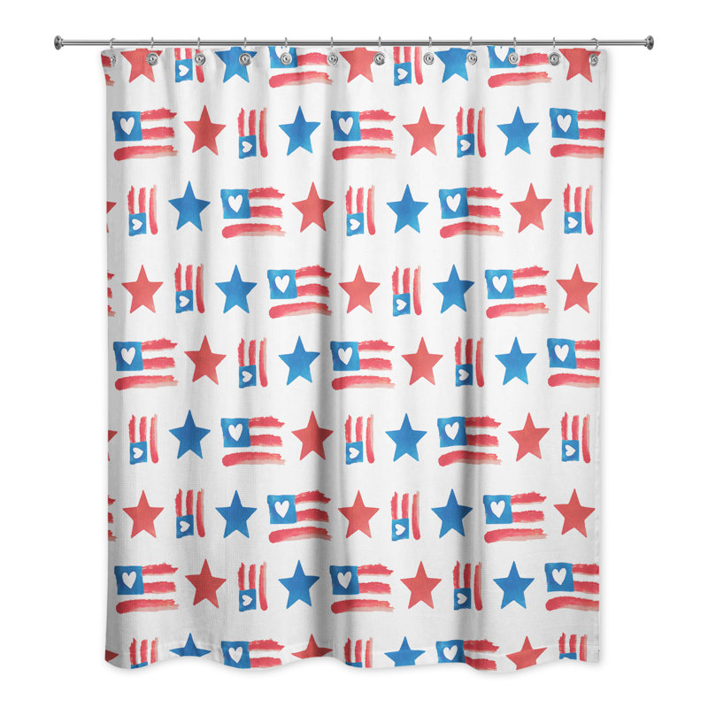 Rideau de douche simple Drapeaux et étoiles