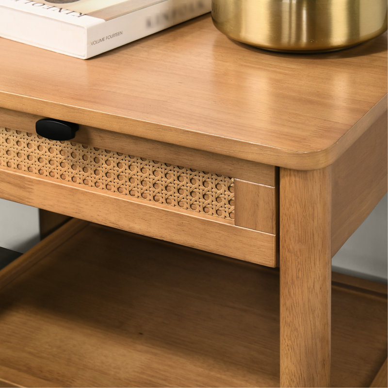 Table de chevet avec tablette en noyer