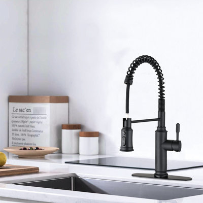 Touch Kitchen Faucet With Pull Down - Stainless Steel Matte Black, 360 Rotating Nozzle For Sink Cleaning, And Rust Design, Simple Water Temperature Flow Control Single Handle Black Pull-Down ,