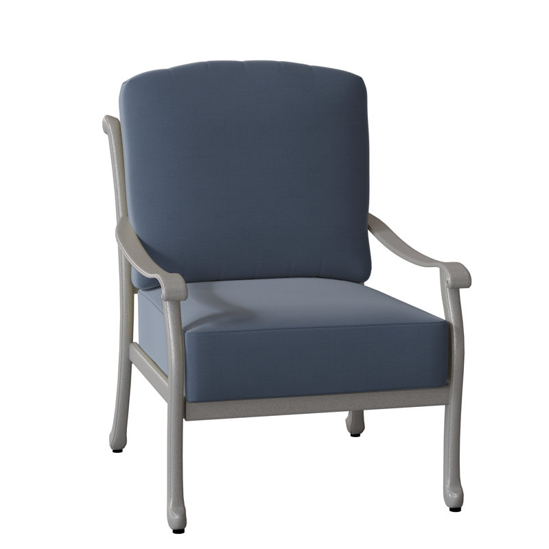 Casa Aluminum Outdoor Lounge Chair, Spectrum Denim Sunbrella® Plainweave, Textured Black