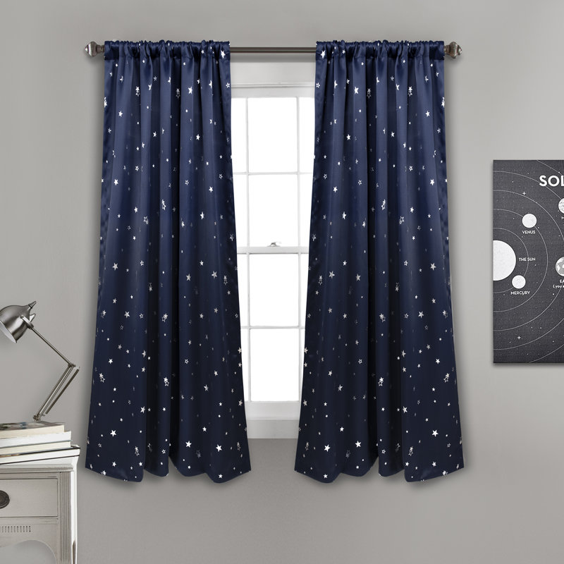 Room Darkening Curtain Pair, Navy, 132cm W x 160cm L