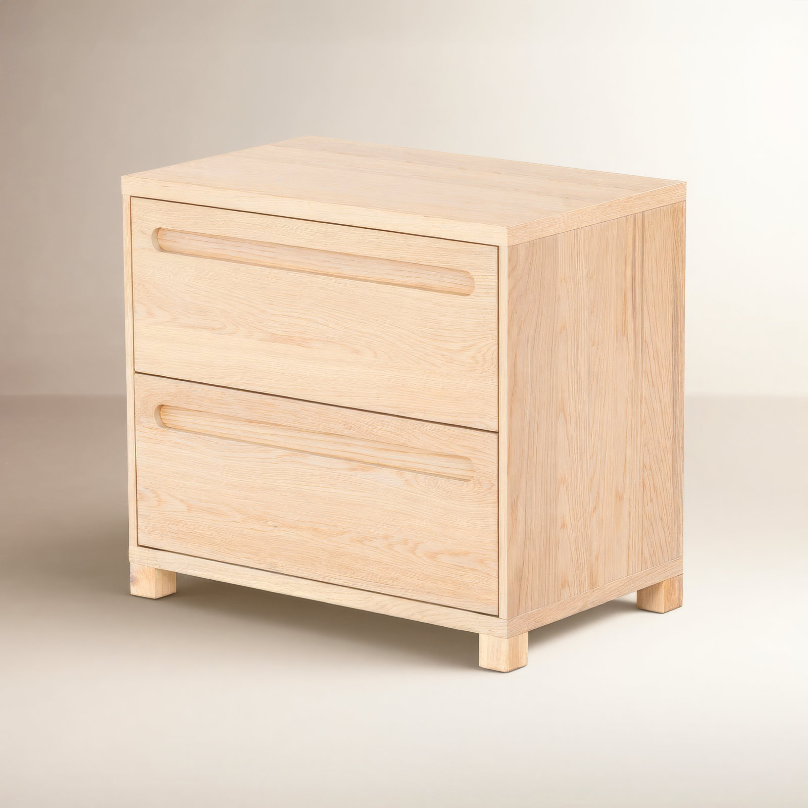 Lesheka 2 Drawer Wood Nightstand, Oak