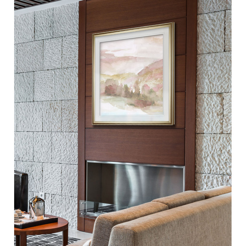 " Windscape II ", 17.5" H x 17.5" W x 1.5" D, Gold Framed