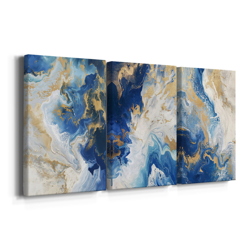 ABSTRACT Series CDXII  -Custom Wrapped Gallery Canvas - 3 Pieces, 12" H x 24" W