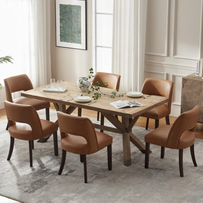 Chaise de salle à manger rembourrée en similicuir (ensemble de 6)