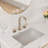 8" Widespread 3-Hole Bathroom Faucet With Brushed Gold Finish, Dual Square Handles & Removable Aerator