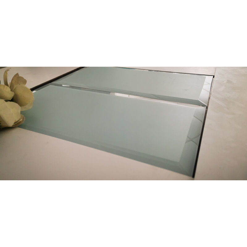 Carrelage mural de cuisine et de salle de bain décoratif en verre biseauté grand format 8 po x 16 po Frosted Elegance