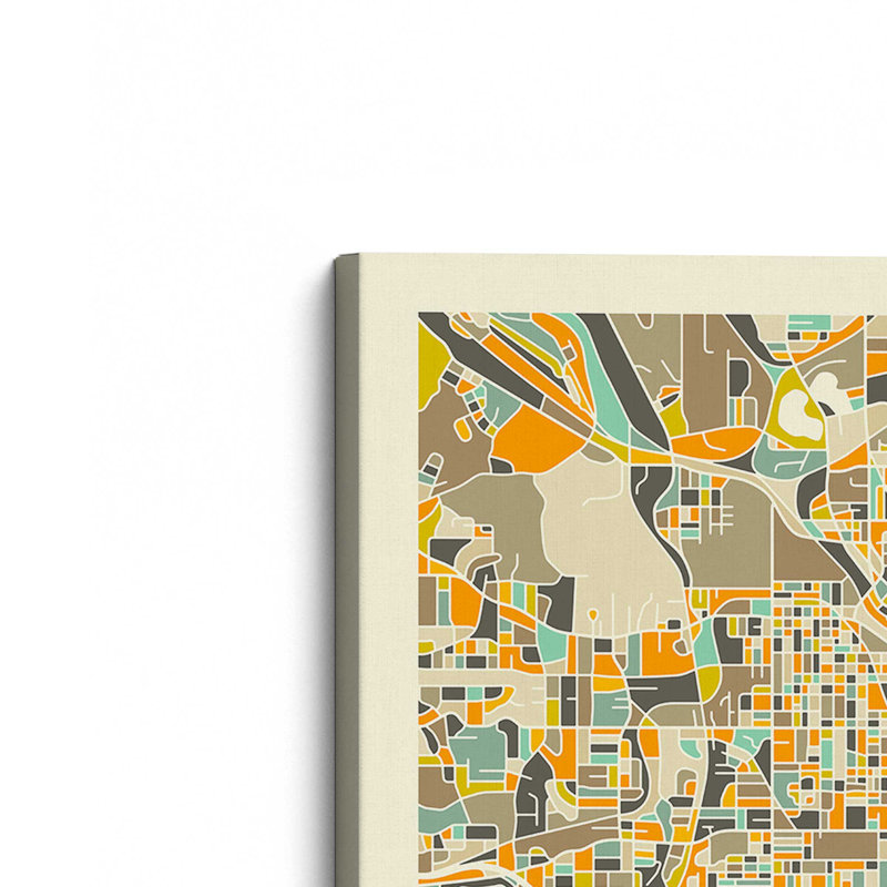 «Atlanta Map» par Jazzberry, reproduction d'art bleue, H 12 po x l 12 po, Toile tendue sur cadre, Ne s’applique pas