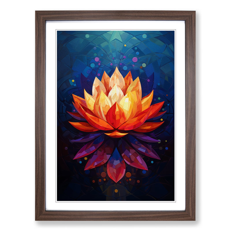 Lotus Flower Constructivism - Framed Print, 34cm H x 25cm W x 2cm D, Walnut Framed