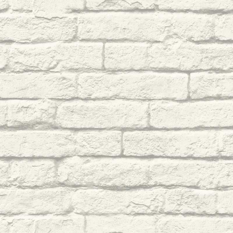Brick & Mortar Wallpaper, White/Gray