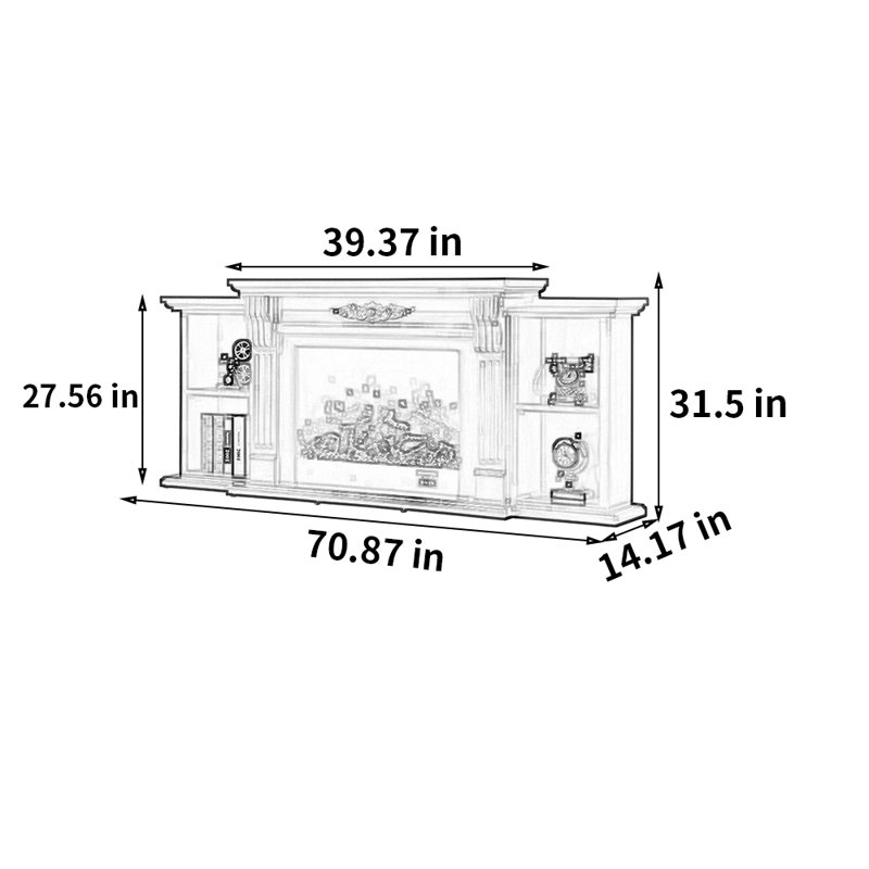 Armoire de rangement télé American Fireplace, Ivoire