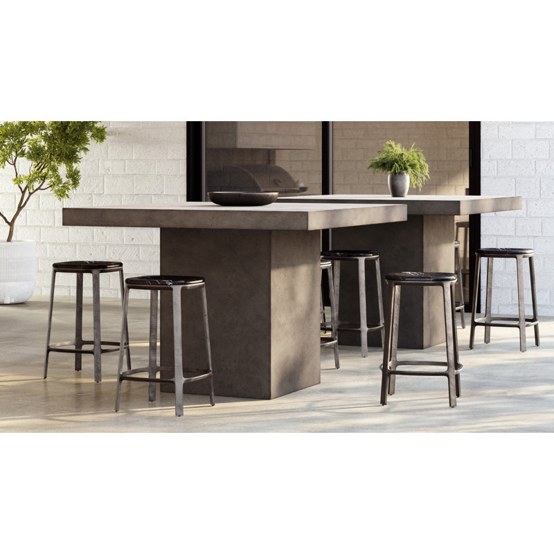 Marbelle - Alfie Marble Counter Stool - Toronto Sand/Antique Nickel Finish, Black/Bronze, Counter Stool (26" Seat Height)