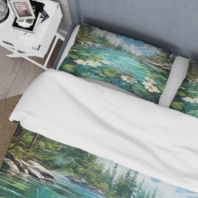 Literie, Housse de couette pour grand lit et 2 taies décor