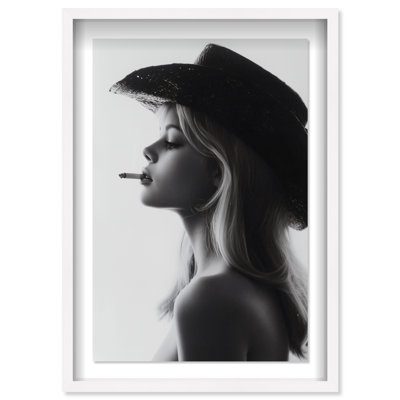 Desert Cowgirl Shadowbox Fashion Print by Oliver Gal, Black Frame, 10 x 15