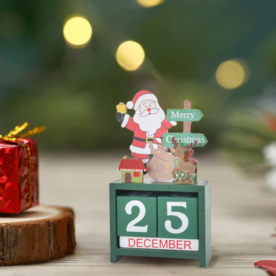 Mini-table de bureau bonhomme de neige avec décorations de Noël et calendrier en bois