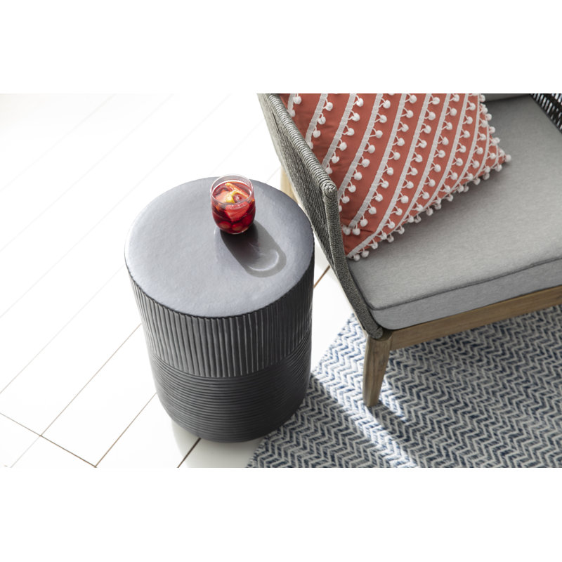 Provenance Signature Outdoor Round Side Table, Coal, 14"