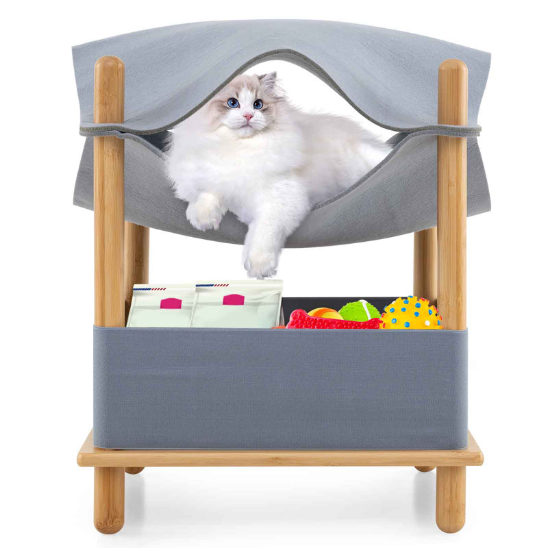 Tour pour chat surélevée à 2 niveaux avec hamac en tissu de feutre à double couche