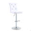 Ensemble de table de bar et de tabourets Modern, table de pub ronde avec plateau en verre avec base en chrome argenté et 2 tabourets de bar en cuir de polyuréthane gaufré blanc avec hauteur réglable et pivotant, ensemble de bistro Home Bar-131276809-131276812-131276813