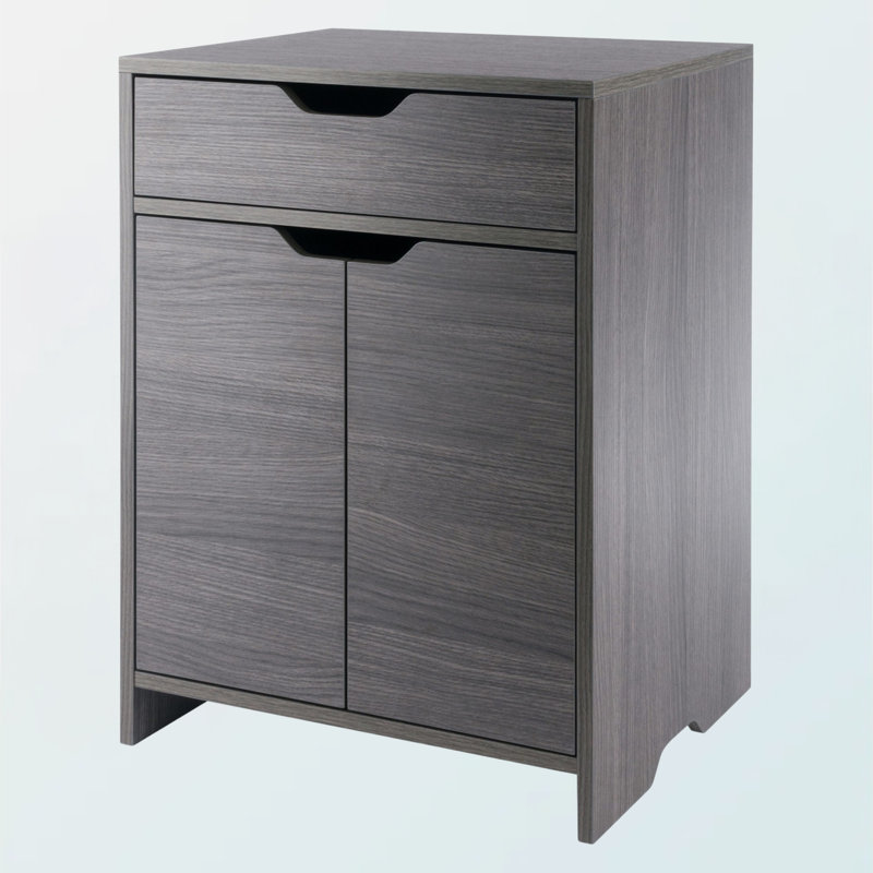 Orion Charcoal Finish 1-Drawer Storage Cabinet, 26.11'' H X 19.04'' W X 15.86'' D, Charcoal